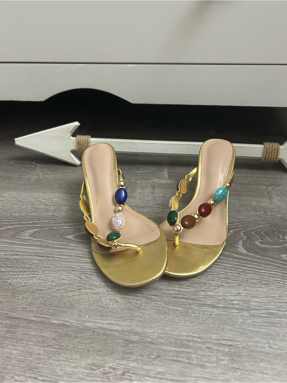 Gold Jeweled Toe-Ring Sandal - Womens - Picture 1 of 4